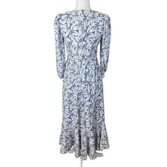 Jonathan Simkhai Ella Floral Midi Dress Size 6 Floral Linen Blend Puff Sleeves - Picture 3 of 7